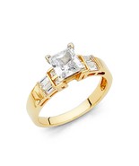 14K Yellow Gold Asscher Cut CZ Engagement Ring - €336,37 EUR