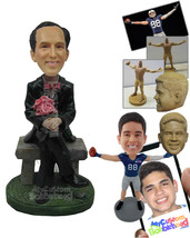 Personalized Bobblehead Sophisticated Smart Man Sitting In Formal Dress With Leg - £134.12 GBP