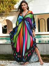 Women Oversize V Neck Kraftan Loose Soft Floral Long Cover Up Maxi Dress - £21.67 GBP