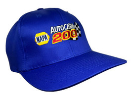 Vintage NAPA Racing Hat Cap Snap Back Blue Autocare 200 Checkered Flags Mens - £11.66 GBP