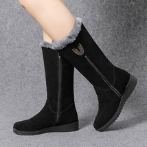 Warm Chelsea High Fur Boots Women Winter Shoes for Women Chunky Mid-calf Plush S - £27.52 GBP