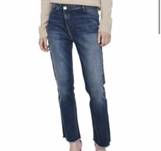 Maje Denim Plume Jeans Crossover Waist Straight Leg Size 42 US 8/10 New - £68.43 GBP