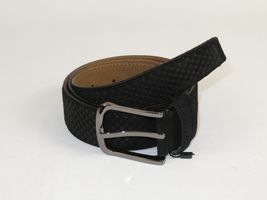 Men Genuine Basket weave Suede Soft Leather Belt PIERO ROSSI Turkey # 1002 Black image 4