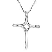 Shiny Cross Infinity Loop Sterling Silver Slide Necklace - £22.59 GBP