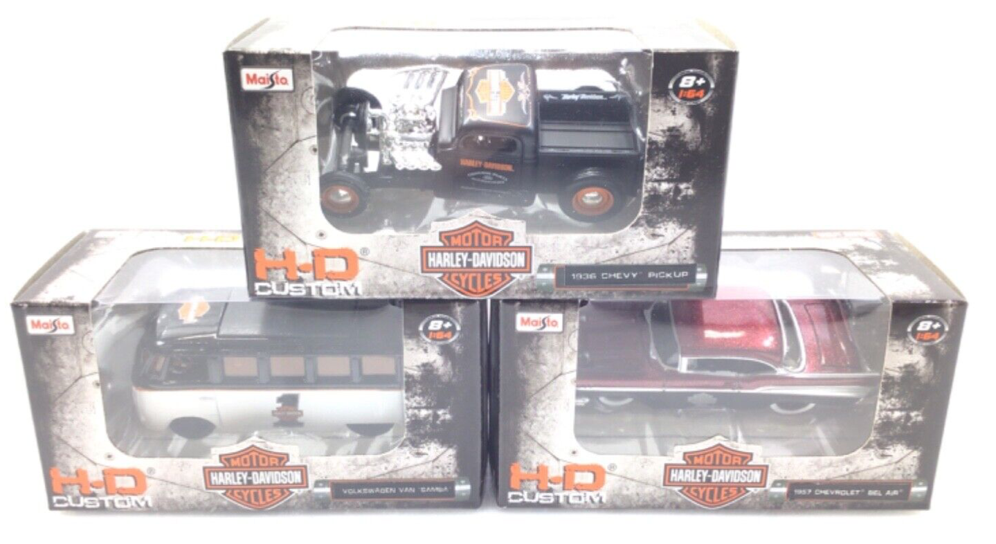 3 Maisto H-D Custom Harley-Davidson Collectible Car Toys Officially Licensed New - $24.23