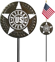 US Veteran Grave Marker with US Stick Flag - Memorial Flag Holder Gravem... - £28.44 GBP