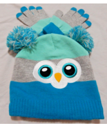 Winter Hat Gloves Set Girls Kids One Size Owl Tassel Cap NEW 2pc Pom Sku... - £9.30 GBP