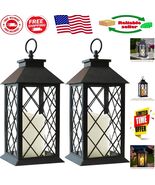 2-Pack 13.5&quot; Vintage LED Candle Lanterns with Timer - Waterproof Black D... - $1,216.52 MXN