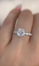 CZ AAA+14K Solid Gold 1.5CT Asscher cut Moissanite Wedding  Engagement Ring - £43.96 GBP