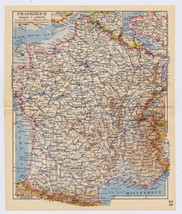 1939 Vintage Map Of France / French Riviera - $16.16