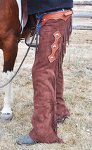Cowboy Western Wear Chaps Handmade Buckskin Suede Rodeo Style Chaps Mountain Man - £66.83 GBP+