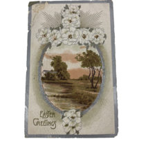 Antique 1910 Easter Greetings Milwaukee Wisconsin postcard Dogwood Flowers - $3.95