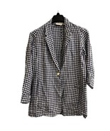 Cynthia Rowley Blazer Womens M Blue Gingham Linen Jacket Preppy Country ... - $42.69