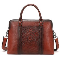 Large Capacity Vintage Shoulder Bags Female Women&#39;s Leather Handbag Retro Emboss - £68.08 GBP