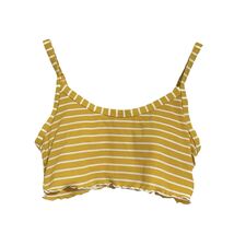 Xhilaration Ribbed Cami Swim Top Size M Yellow Padded Striped Built In B... - $16.78