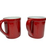 2 pcs Starbucks Red &amp; White 16 fl oz 2012 Coffee Mug raised STARBUCKS sc... - $28.99 CAD