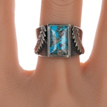 sz8 Vintage Navajo sterling and turquoise ring - £114.33 GBP