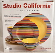 Studio California Laurie Gates Color Celebration Melamine Dinnerware 12 Pc w/Box - £38.89 GBP