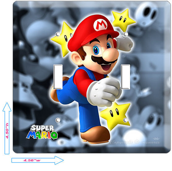SUPER MARIO LUIGI BROTHERS STARS 2 GANG LIGHT SWITCH WALL PLATES GAME ROOM DECOR