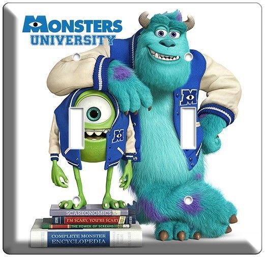 MONSTERS UNIVERSITY MIKE SULLY DOUBLE LIGHT SWITCH COVER KIDS BEDROOM WALL ART
