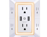 6-Outlet Extender With 2 Usb Charging Ports, Usb Wall Charger, Surge Pro... - £28.86 GBP