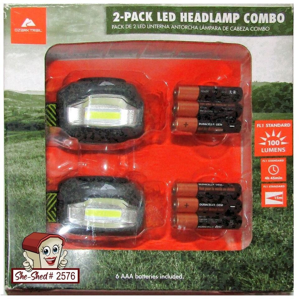 Primary image for Flashlight Ozark Trail LED Headlamp Set (100 Lumens) 2 Pack - new