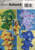 Butterick Pattern B4053 Infants&#39; Robe, Towel and Bib (Frog, Rabbit, Duck, Dog) - £8.56 GBP