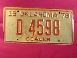 LICENSE PLATE Dealer Tag 1978 OKLAHOMA  D 4598 [N13] - $12.48