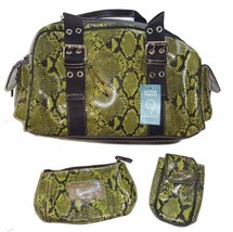 $65 Nine West Snake Charmer Tote Set 3 Pieces Green Black Adjustable Str... - $45.05