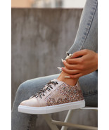Gold Star Sequin Patchwork Leopard Lace-up Shoes - $33.99