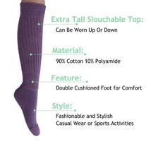 Purple Cotton Slouch Socks Made in USA 1 PAIR Size 9 to 11 - £7.83 GBP