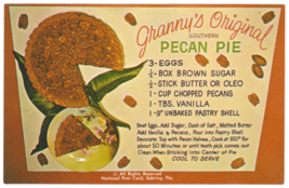Vtg Postcard-Granny&#39;s Original  Southern Pecan Pie Recipie-Florida-Chror... - £2.63 GBP