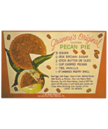 Vtg Postcard-Granny&#39;s Original  Southern Pecan Pie Recipie-Florida-Chror... - £2.62 GBP