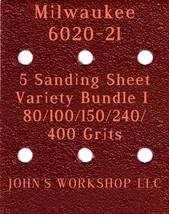 Milwaukee 6020-21 - 80/100/150/240/400 Grits - 5 Sandpaper Variety Bundle I - £3.97 GBP