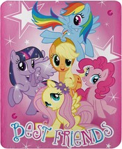 Hasbro&#39;S My Little Pony, &quot;Happy Herd&quot; Fleece Throw Blanket, 45&quot; X, Multi... - £25.27 GBP