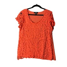 Verve Ami Womens Size 2x Orange Short Sleeve Tee Tshirt Lace Overlay Shi... - £8.67 GBP