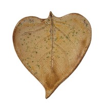Handmade Heart Shaped Leaf Trinket Dish Decor Stillwood Pottery Art Signed Mint - £17.63 GBP
