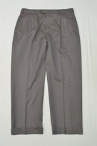 J Hilburn Fits 34 x 30 Brown Guabello First Pleated Cuffed Dress Pants - £21.93 GBP