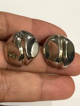 VTG Sterling Silver Modernist Solid Pinched Dome Post Stud Earrings - 9.6 - £29.90 GBP
