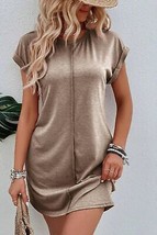 Light French Beige Center Seam Rolled Cuffs T-shirt Dress - £14.70 GBP