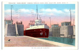 The Land Of Hiawatha Sault Ste Marie Steamer Boat Michigan Postcard - £53.46 GBP