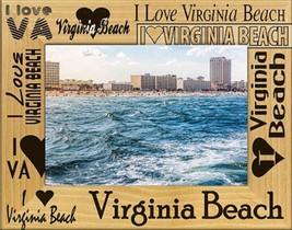 I Love Virginia Beach Laser Engraved Wood Picture Frame Landscape (8 x 10)  - £42.34 GBP