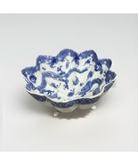 Vintage Hand Painted Porcelain Blue/White Dragon Footed Strainer - $19.79