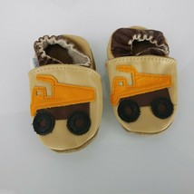 Robeez Classic Soft Leather Infant Baby Boys Crib Shoes Dump Truck Brown 0-6 M - $24.74