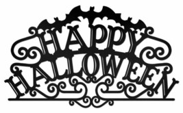 Happy Halloween Black Lettering Plasma Cut Metal Sign - £39.87 GBP