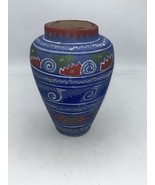 Vtg Mexico Sand Pottery Hand Painted Chalk Paint Beautiful Amazing 1940s 8” - $54.75 CAD