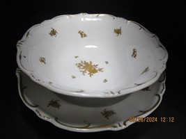 Weimar Germany fine bone china Katarina pattern soup and plate bowl c1940s 2pcs - £59.35 GBP