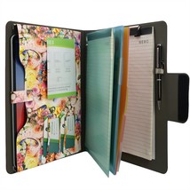 Padfolio Ring Binder with Color File Folders, Flower Painting PU Leather... - $39.99
