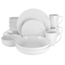 Elama Maisy 18 pc Round Porcelain Dinnerware Set in White - £58.18 GBP