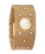VINTAGE SERVICED OMEGA 18K-HALLMARK GOLD 25-DIAMOND MESH BRACELET WATCH 70g - $94,866.54 MXN